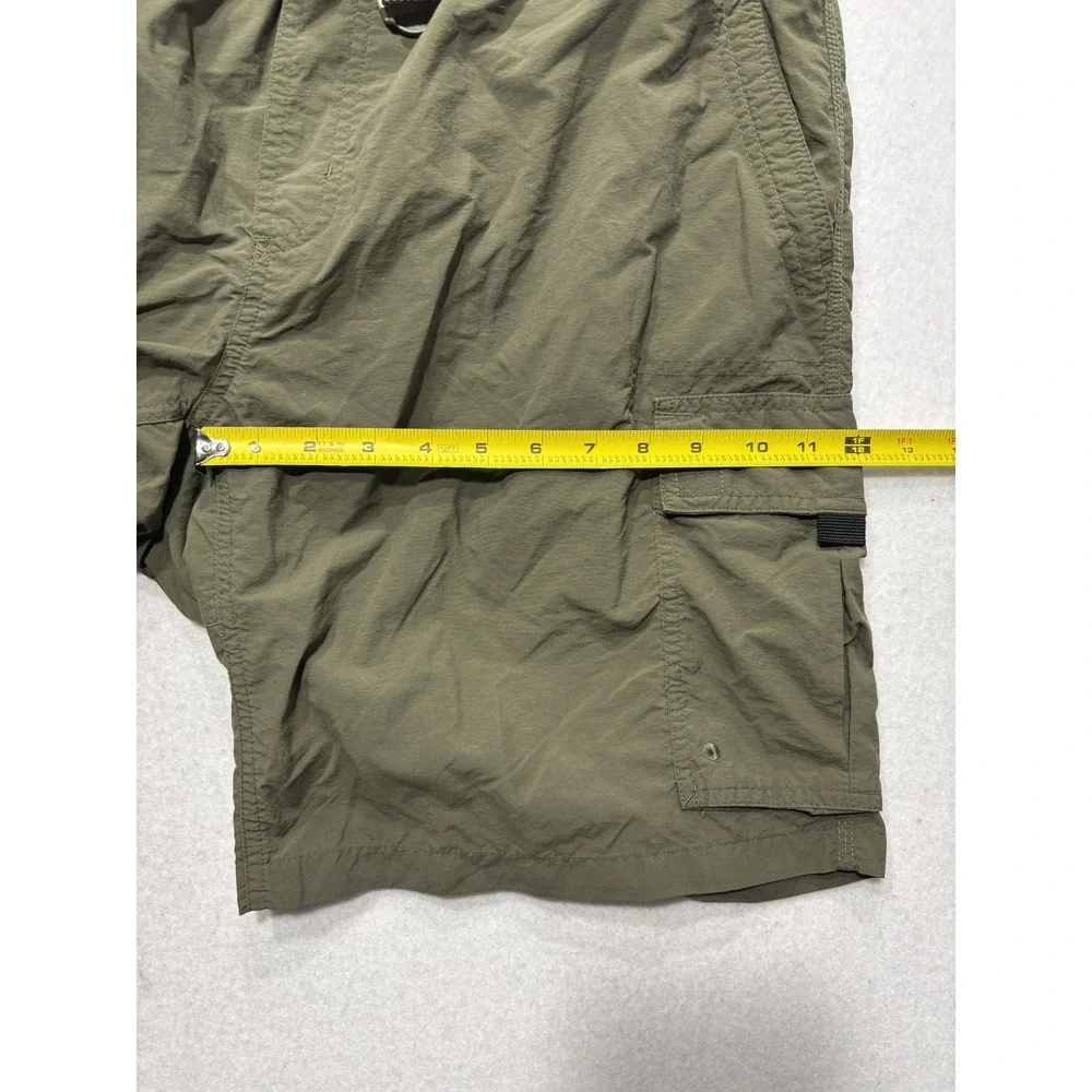 Columbia Mens Large Green Swim Shorts Cargo Pockets Mesh Lined Elastic Waist